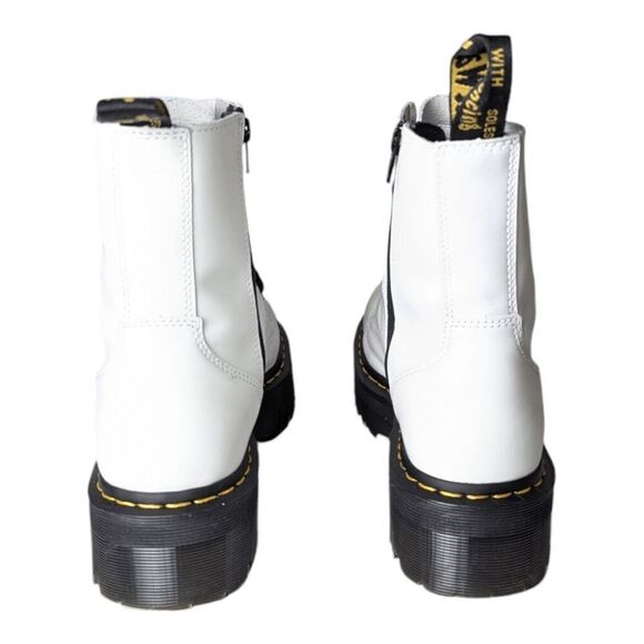 DR. MARTENS Jadon White Smooth Leather Combat Boot Size M9/W10 - Picture 5 of 13